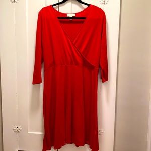 3/4 sleeve sexy red dress